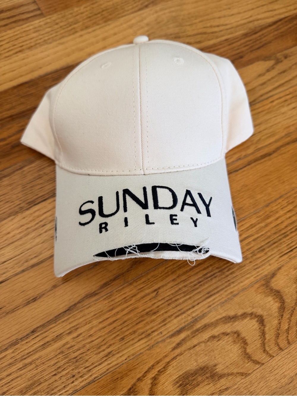 Sunday Riley White and Black Embroidered Logo Cap